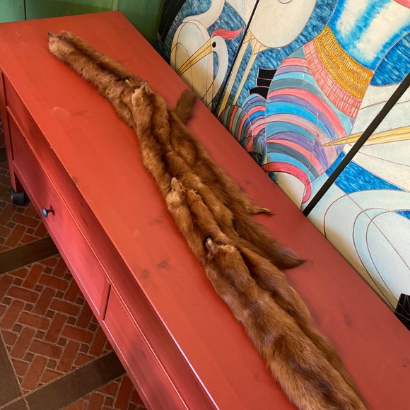 Vintage 5 mink pelt scarf stole - Picture 2 of 8